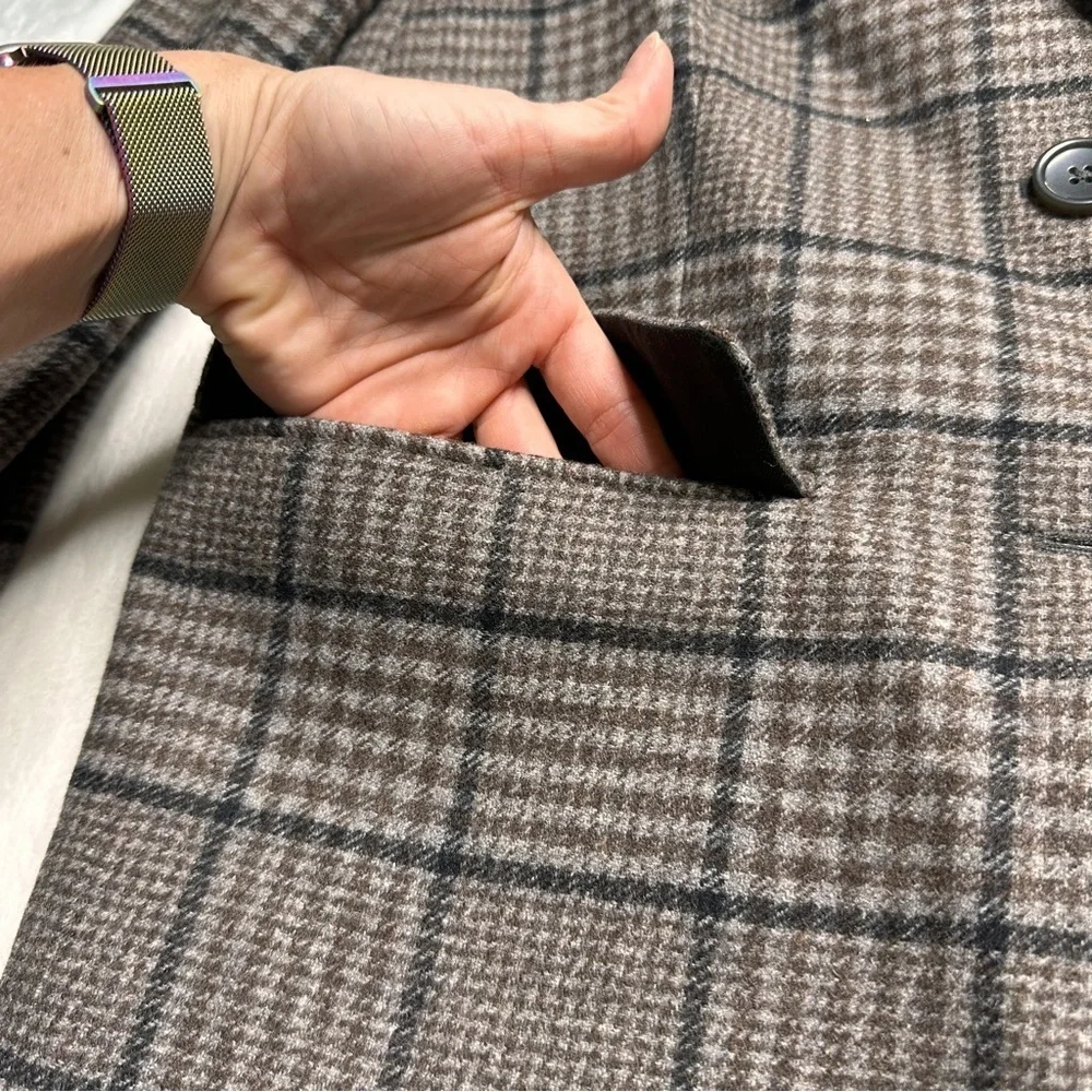 Everlane the Italian Wool Oversized Blazer Jacket in Glen Plaid Womens Size 00